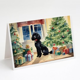 Caroline's Treasures DAC2724GCA7P Poodle Cozy Christmas Greeting Cards Pack of 8 Blank Cards with Envelopes Whimsical A7 Size 5x7 Blank Note Cards