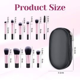 10 Pcs Travel Makeup Brush Set Portable Travel Size Makeup Brushes with Pouch Professional Cosmetic Brush Women Girls Travel-Essentials Kits for Brushes Blush Powder Eye Shadow