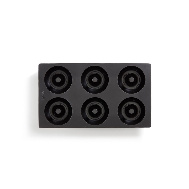Lékué Doughnut 0620406N01 Backform, Silikon, 6 Mulden, Schwarz
