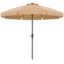 ABCCANOPY Patio Umbrella 9ft, Outdoor Table Umbrella with Push Button Tilt and Crank, 8 Ribs Umbrella for Patio Pool Garden Deck (Khaki)