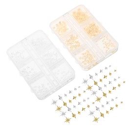 FOMIYES 2 Boxes Metal Nail Charms of Star Studs Gold Silver Mini Nail Art Decorations for Women Secure Fit Versatile Accessories for DIY Manicure