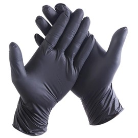 Glove Connect Disposable Black Nitrile Gloves with Textured Fingers, Box of 100, 4.7 Mil Thickness (4.5g - 6g in Weight) (Extra Large)