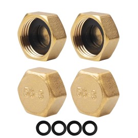 Durable Brass Blanking Caps, 4 pcs for Plumbing Solutions,Hex Brass Female Blanking Stop Cap(3/4 inch), Blanking Nut Caps for Washing Machine Radiator Valve faucets Tap