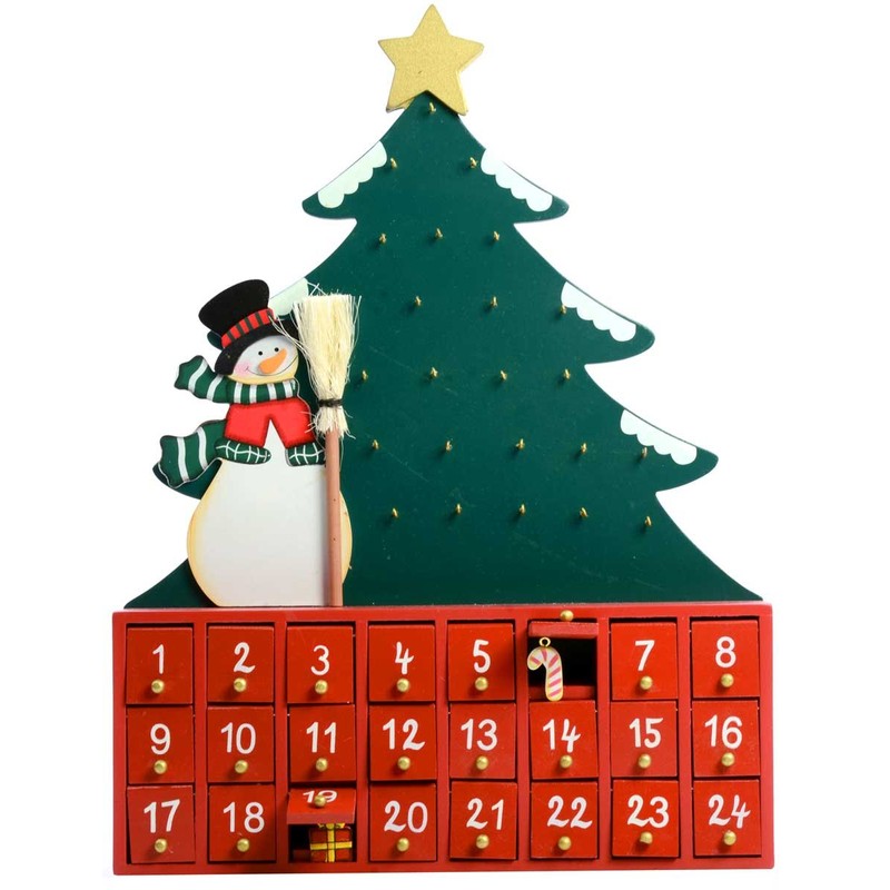 Kurt S. Adler Wooden Snowman with Tree Advent Calendar