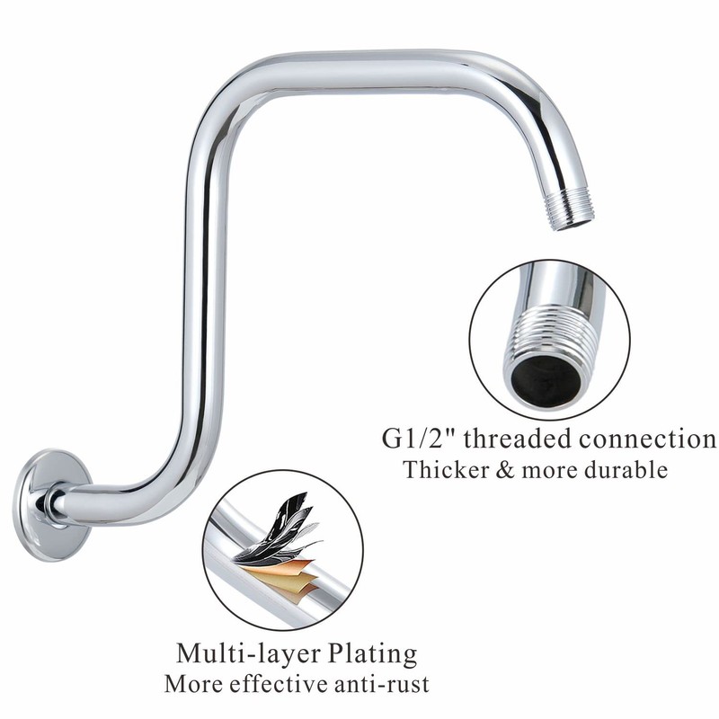 Voolan 13 Inch Shower Head Extension Arm with Flange, S
