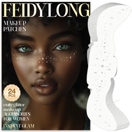 FeidyLong Glitter Freckles, 24 PCS Sliver Face Glitter Makeup Accessories, Face Glitter Tattoos Makeup Patches for Women, Fake Freckles for Festival Rave