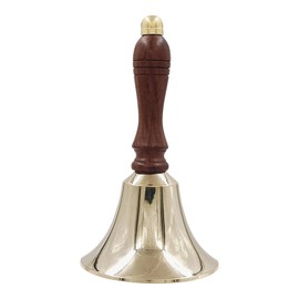 Large & Heavy Loud Polished Brass Hand Call Bell for Weddings, Christmas & School - Polished Brass Hand Bell by The Metal Magician (Pack of 1)