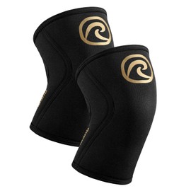 Rehband 5mm Knee Sleeves for Functional Training, Cross-Training & Powerlifting, Weightlifting Knee Support made of Neoprene, Unisex, Colour:Gold/Black - 1 Pair, Size:Medium