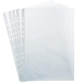 Raylu Paper - 100% Recyclable Polypropylene Multi-Drill Sleeves with Large Opening, Reinforced Spine, Pack of 100 (Transparent - Glass, Folio - 60 Micron)