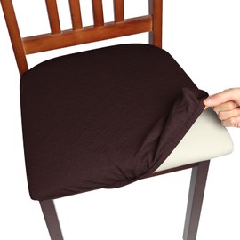 Yikko Chair Seat Covers, High Density Plaid Jacquard Ekedalen Seat Covers for Dining Room, Bar, Wedding Party Decor, Stretchy Washable Chair Seat Cushion Protector (2, Reddish Brown)