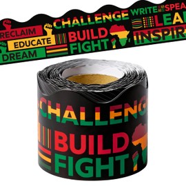 BeYumi Kwanzaa Bulletin Border Trim - 65ft Black History Month Scalloped Rolled Border Trim African American Holiday Bulletin Board Borders Celebration School Classroom Chalkboard Party Decoration