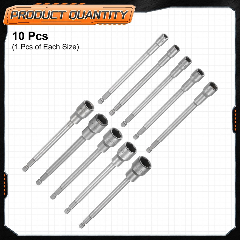 sourcing map 10pcs Nut Driver Drill Bit 6-15mm Metric Impact
