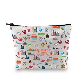 PXTIDY Seattle Makeup Bag Long Distance Relationships Gift Someone In Seattle Loves Me Cosmetic Bag Seattle Souvenir Gift