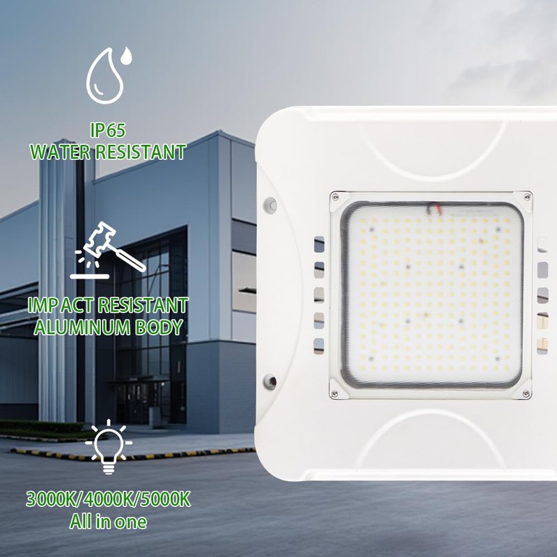 LED Canopy Light, 80/100/120/150W Adjustable, AC100-277V, 17250LM IP65 Waterproof, Commercial