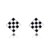 URONE Checkered Earrings 925 Sterling Silver Black and White Checkered