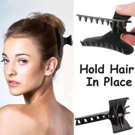12 Piezas Pinzas Mariposas para Cabello, Pinzas para El Cabello para Mujeres, Pinzas para el pelo de salón, herramienta de peluquería para peinar seccionar cortar y colorear (Negro)