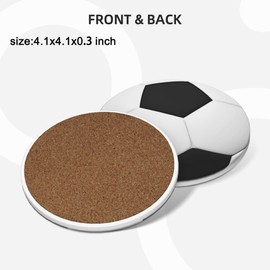 Soccer Ball Coasters for Drinks, Absorbent Ceramic Drink Coasters for Coffee Table, Cup Coasters Set of 4, Coasters for Wooden Table, Bar Coasters, 4 Inches
