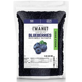 Dried Blueberries 3 lbs | Whole | Cultivated | Resealable Bag | Great for Salads, Mixes, Cooking and Baking