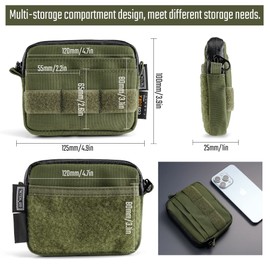 TACTICAL GEEK Storage A3 EDC Pouch Organizer, Nylon Multi-Functional Utility Small Tool Pocket, Multi-Purpose Molle EDC Gadget Storage Pouch, Nylon Compact Organizer for Daily Carry Green