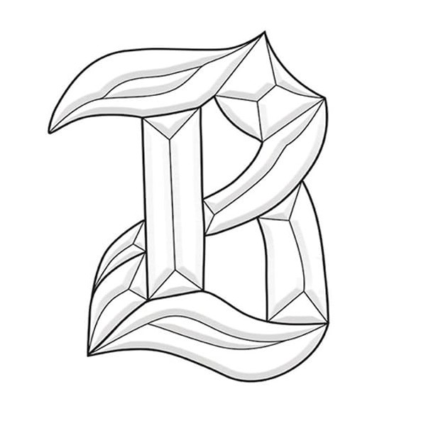 4-1/4" x 5-3/8" Exquisite Clear Glass Letter B Bevel Cluster