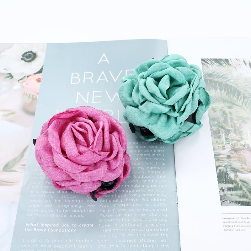 Cinaci 6 Pieces 9cm/3.5" Retro Flower Rose Hair Claws Clips