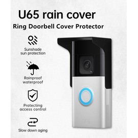 YJNBEST Metals Doorbell Rain Cover Suitable For All Ring Models Doorbell Glare Sun Shade Protector Shield For Ring 1/2/3/4/2020/Pro/Pro 2/Wired Video Doorbells(Black, U65)
