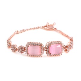 LMDPRAJAPATIS Natural Rose Quartz Stone Rose Gold Bracelet For Boy And Girl, Gemstone, Quartz