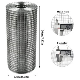 Rodent Mesh 200mmX6m, Rat Mesh Rodent Proofing, Stainless Steel Wire Mesh Roll to Prevent Rats, Mice & Squirrels, Metal Mesh Roll for Home, Garden