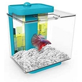 1.35 Gallon Betta Aquarium Provides no Mess, no Stress Maintenance and Includes decoractive Double-Sided Background and Pebbles