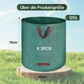 Zanfqvo Stable Garden Waste Sack, Garden Sack, Leaf Bag with Handles, Green Cutting Bags, Foldable, Robust, Made of Polypropylene Fabric, 150 GSM, Lawn Cutting for Garden Waste, Green Cuttings, Leaf