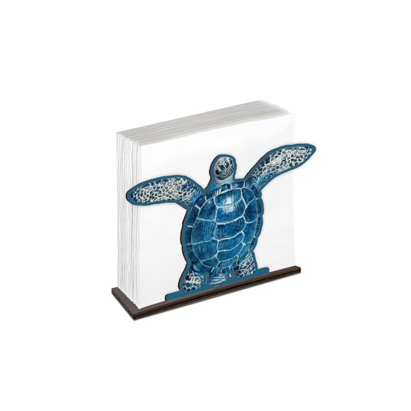 Sea Turtle Napkin Holder for Table - Wooden Coastal Decor