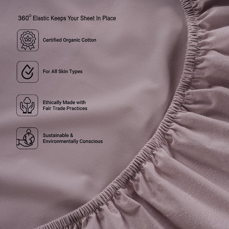 Lane Linen 100% Organic Cotton Twin Fitted Sheets, Lilac, 2-Piece