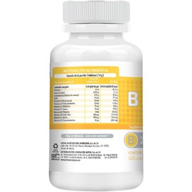 HEALTHADDICTION - Complejo B Vegano B Complex, Vitaminas B1, B2, B3, B5, B6, B7, B9, B12-60 Tabletas de 700mg para Energía y Apoyo Nervioso