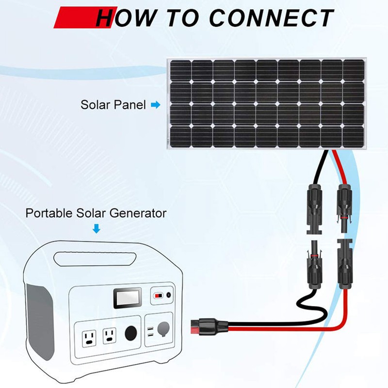 Solar Connector to XT60 Female Adapter Cable Weather Resistant Multi