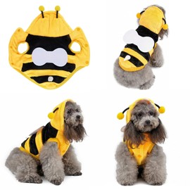 Yoption Disfraz de abeja para perro, gato, mascota, Halloween, Navidad, cosplay, vestido con capucha, ropa divertida para cachorros, perros, gatitos (XL)