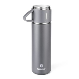Stainless Steel Thermo 16.9oz Vacuum Insulated Bottle with Cup for Coffee Hot drink and Cold drink water flask.(Gray,Single)