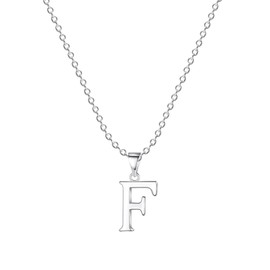Silver Plated Initial Necklaces for Women - Silver Letter Necklaces - Alphabet F Pendant Necklaces Jewellery Gifts
