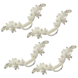 Yoohey 4 Pack 2.5" (64mm) Drawer Pull Handles Vintage Cabinet Knobs Shabby Chic Pull Handles European Style Antique Cream White Dresser Drawer Knob (White & Silver Edge)