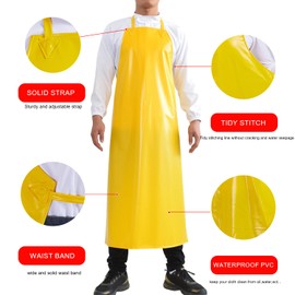 Molaxhome Waterproof Vinyl Apron Chef Apron for Men for Kitchen Cooking DishWashing Cleaning Gardening Grooming Butcher yellow120cm