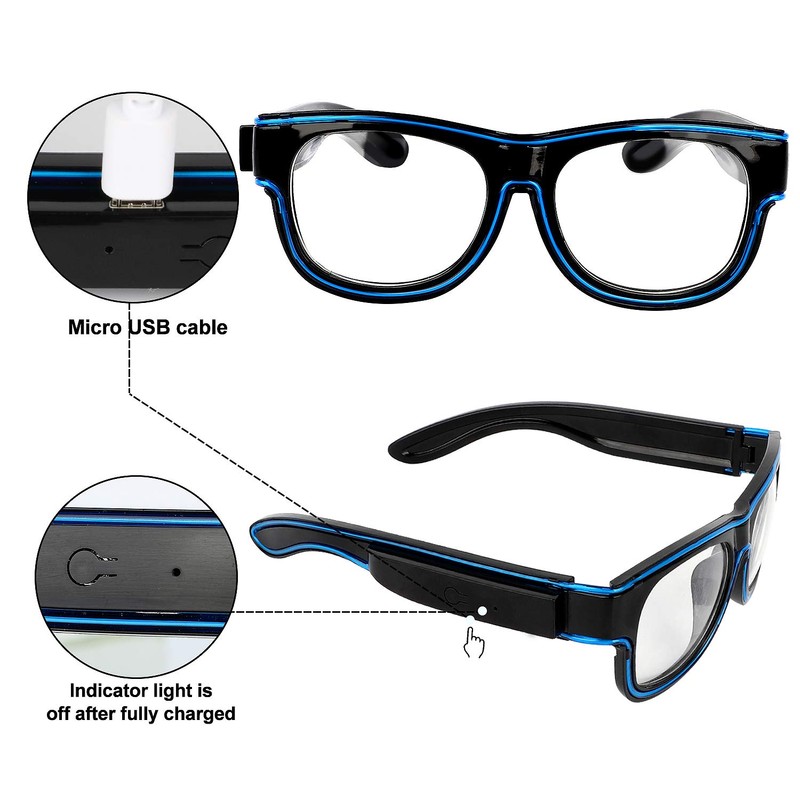 YouRfocus Wireless Led Light up Glasses Glow in The Dark