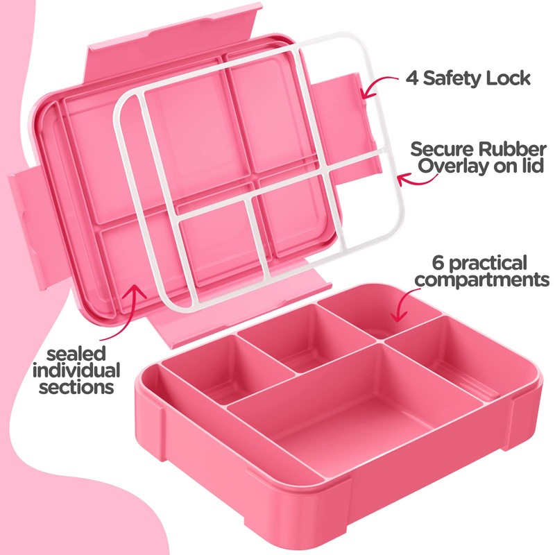 WayEee Bento Lunch Box 1330ml Lunch Box Kids Leak-Proof Lunch