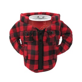 Gadgetime USA Can Cooler Vest - Insulated Beverage Cooler - Reusable Zip Up Can Jacket - Summer Drink Holder, Flannel Cotton Sleeve for Canned Beverages & Beer, Funny Holiday Gift for Friends & Family