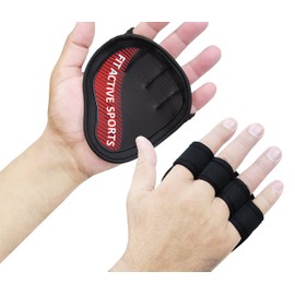 Fit Active Sports Guantes de entrenamiento para dominadas, agarres extra de gimnasio, entrenamiento cruzado y almohadillas para orejas de agarre, acolchado de goma para evitar callos – Se adapta a hombres y mujeres – Agarre súper apretado (rojo, pequeño/