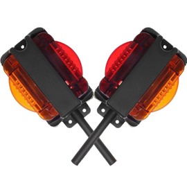 NEW SUN 2PCS 7 LED Fender Lights Kit, Pre-Wired Dual Side 4X5, Higher Power LED, Turn Signal Marker, Amber & Red, RH&LH, for Boat Utility Trailer Hauler Car