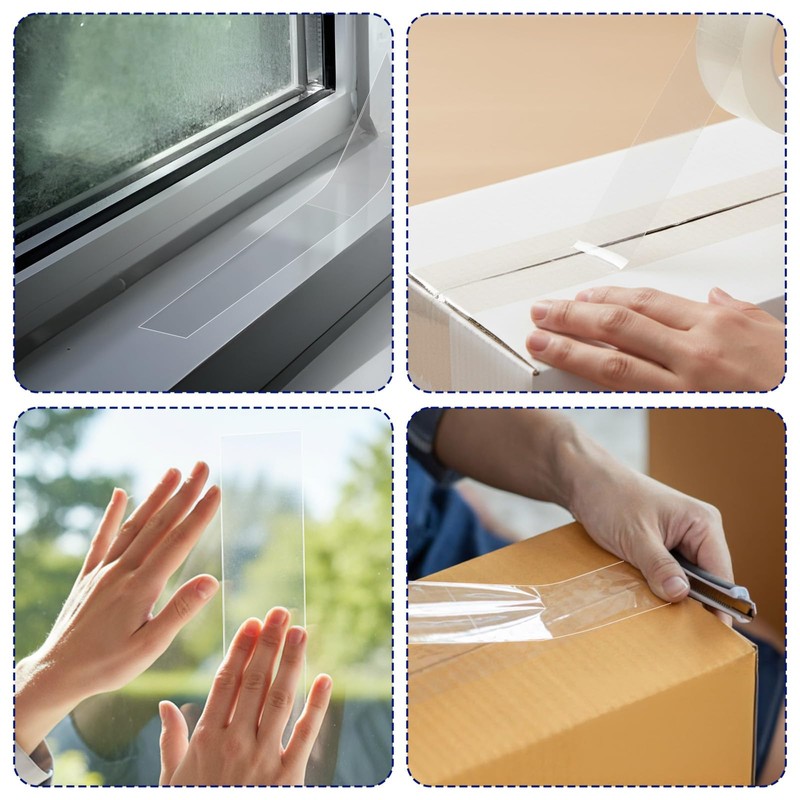 Curtain Rod Slide Smooth Tape, 1IN x 16FT Clear Quiet