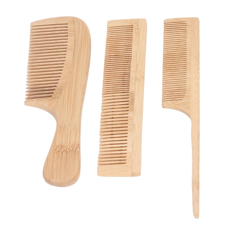 6pcs Bamboo Hair Comb Set for Barber Anti Static Heat
