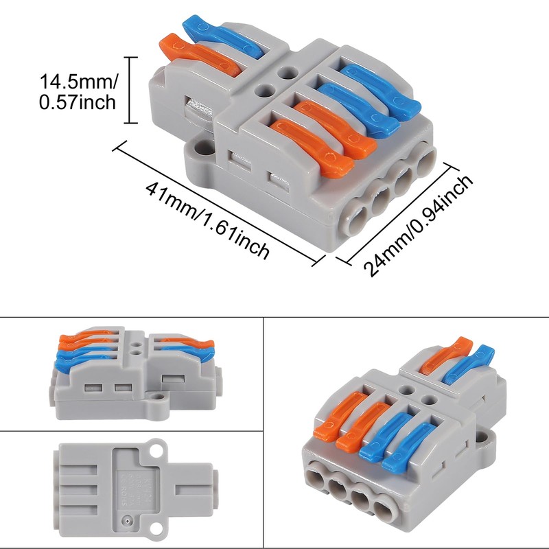 Meimom 30Pcs Lever Wire Connectors, 2 in 4 Out, Blue,