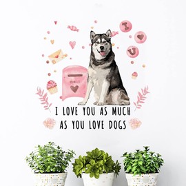 I Love You As Much As You Love Dog Wall Sticker Love Mails Valentine's Day Dog Removable Wall Decal American Pit Bull Terrier Stickers Decal for Wall Bedroom Living Room Kitchen Wall Decor