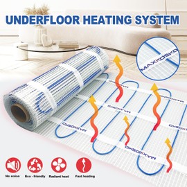 MAXKOSKO 50 sq.ft. Electric Floor Heat Mat Kit, 120 V Underfloor Radiant Heating System for Tile, Stone and Laminate Indoor Use with Alarm Cable Monitor.