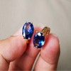 Small Round Hoop Earrings For Women Girls Cubic Zirconia Blue